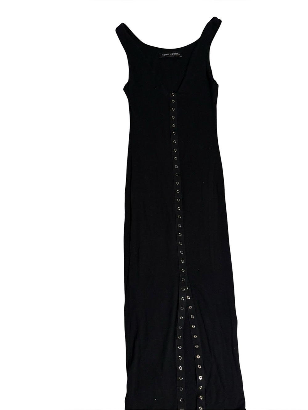 Naked Wardrobe Snap Front Bodycon Tank Dress MIDI Black
